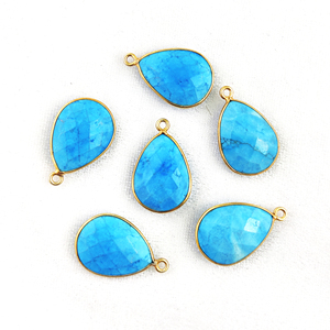 Blue Turquoise Gemstone 18x13mm Pear Shape Pendant 925 Sterling Silver Bezel Set Gold Vermeil Fine Pendants <b>Charms</b> for Party - Product Image 1