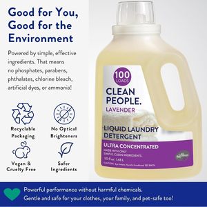 Clean People Eco-Friendly <b>Liquid</b> Laundry Detergent Lavender Scent, 100 Loads - Product Image 3