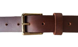 Cinturón de trabajo de cuero marrón genuino para hombre con rodillo de latón sólido para hebilla Cinturones de cuero auténtico de construcción de cuero de grano completo - Product Image 2