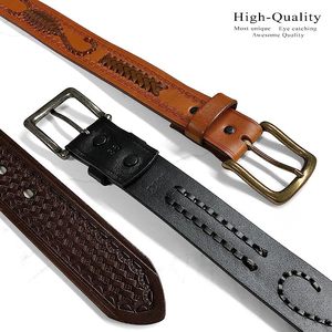 Ceinture en cuir tressé de style western, en cuir pleine fleur, robuste, en cuir de vache de qualité supérieure, avec des motifs perlés personnalisés, ceintures de luxe prêtes à être expédiées, unisexe - Product Image 4