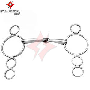 Sur mesure cheval équin 3 anneau néerlandais gag bit en acier inoxydable occidental formation peu allemand argent dressage saut culotte - Product Image 6