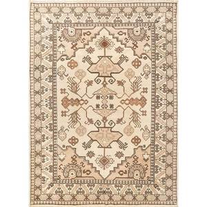 Alfombras de Lana Anudadas a Mano Kiaan Ivory, Diseño Geométrico Abstracto, Estilo Tabriz Rectangular para Sala de Estar, Dormitorio, PAEM-474 - Product Image 1