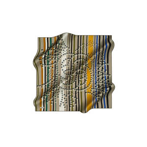 Beige Cotton Silk Blend Logo Pattern <b>Square</b> <b>Scarf</b> - Product Image 2