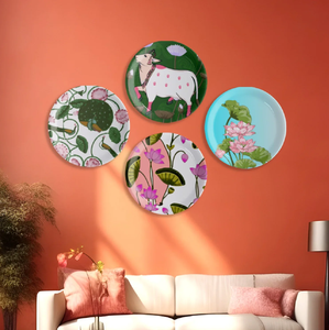 Peint à la main Design métal plaque murale autocollant émail fleur autocollant noir plat service Table haut accessoires de noël en gros - Product Image 5