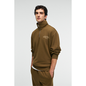 GRIMELANGE BRAM Sudadera estampada con media cremallera y cuello alto 100% algodón para hombre - Product Image 1