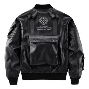 Blousons aviateur en cuir d'hiver pour couple, style urbain, avec col montant, boutons recouverts, tissu non tissé, teinture unie, coupe-vent - Product Image 4