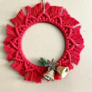 Wholesale Nice Design Macrame Round Holiday Wreath Holiday Decor Christmas Decoration Handmade From Vietnam