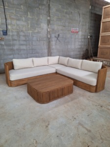 Solid Teak L Shaped Outdoor Sectional <b>Sofa</b> <b>Set</b> with Coffee Table Manufacturer Supplier Exporter Indonesia - Product Image 2
