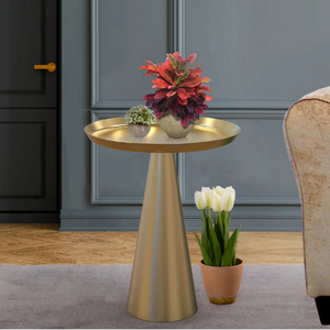 Accent Round Coffee <b>Table</b> Home Decor Living Room Farmhouse Country <b>Vintage</b> Furniture Gold Finished Side <b>Table</b> - Product Image 4