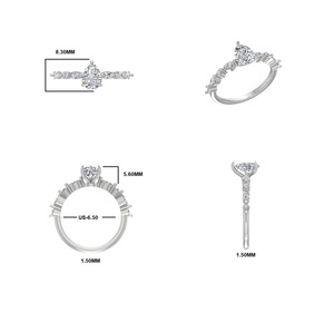 Diamond Chic 1,36 Ct Anillo de compromiso Lab Grown Pear & Round & Marquise Shape en Sterling Silver OEM Venta al por mayor - Product Image 5