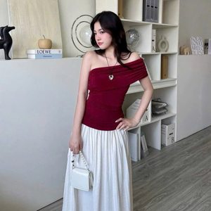 Conjunto de Dos Piezas de Moda para Mujer: Top Drapeado de Un Hombro y Falda Maxi - Product Image 6