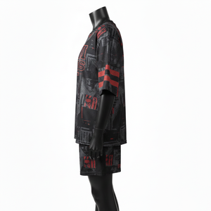 Conjunto corto de jersey de malla transpirable para mujer, 180 GSM, poliéster, negro, rojo, gris, sublimación, logotipo personalizado, conjuntos para mujer - Product Image 3