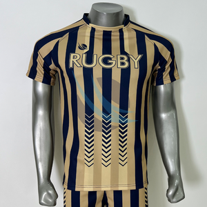 Ensemble de maillot et short de rugby pour hommes, design professionnel, nouveau style personnalisé, sublimation intégrale, polyester, uniforme de rugby sportif - Product Image 4