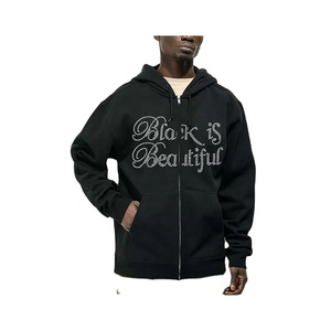 Mode hommes hiver décontracté fermeture éclair sweats à capuche uni teint polaire coupe-vent couleur unie à capuche vêtements d'extérieur Polyester/coton - Product Image 1