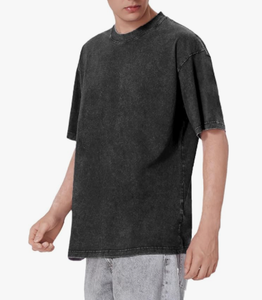 Camisetas Extra Grandes con Lavado Ácido para Hombre, 100% Algodón, Cuello Redondo, Manga Corta, Corte Regular, Estilo Casual Urbano, Transpirable - Product Image 5