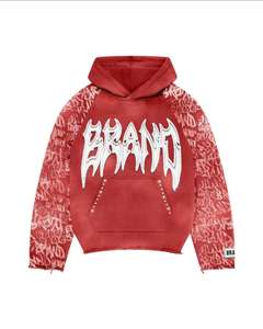 Sweat à capuche homme 100% coton surdimensionné, personnalisé, vintage, brodé, avec fermeture éclair ornée de strass, sérigraphié, délavé à l'acide, style streetwear hiver - Product Image 4