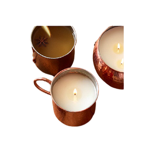 Juego de tres contenedores de velas de forma redonda, tarro contenedor de velas de cobre hecho a mano para accesorios de decoración de boda - Product Image 3