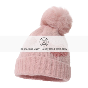 Invierno cálido grueso lindo amor corazón patrón niños sombreros de punto con pompón para bebés niñas gorro de lana al aire libre - Product Image 3