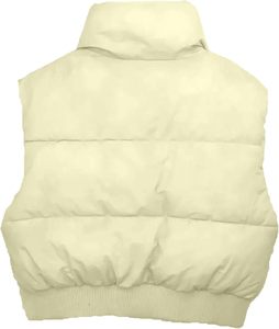 <b>Women</b> Fashion High Neck Zipper <b>Cropped</b> <b>Puffer</b> Vest <b>Jacket</b> Coat Polyester <b>cropped</b> <b>puffer</b> <b>jacket</b> sleeveless design stand collar - Product Image 6