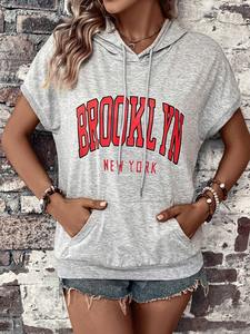 Haute qualité dames décontracté haut court à capuche Logo personnalisé femmes Gym pull sweat à capuche tricoté tissu Streetwear - Product Image 5