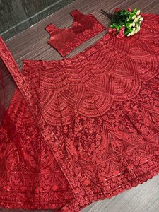ชุดแต่งกายสำหรับเจ้าสาวดีไซน์ใหม่ปักลาย Chine sequine lehengas ทำงานกับ duppata - Product Image 6