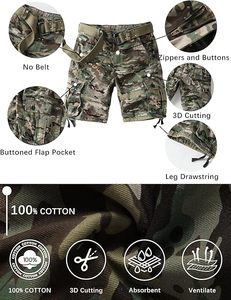 Short cargo fonctionnel multi-poches pour hommes Marque personnalisée en tissu de qualité supérieure disponible pour la distribution en vrac - Product Image 3