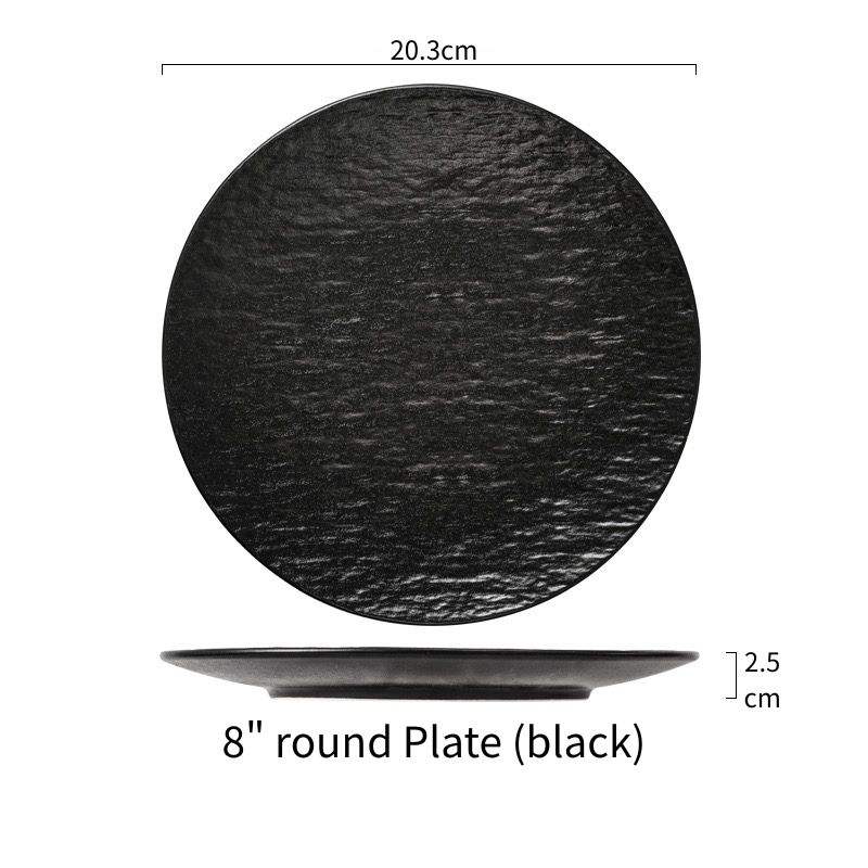 จานกลม 8 นิ้ว (สีดำ)