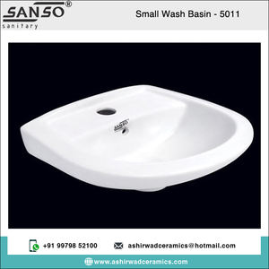 Fregadero de lavabo de pared con base de material de cerámica blanca de forma ovalada con acabado brillante ampliamente vendido Experiencia de un solo orificio - Product Image 2