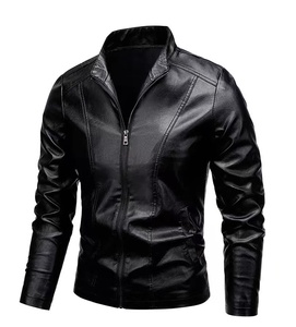 Nouvelle veste en cuir noir coupe slim coupe-vent de haute qualité classique pour motard en PU pour hommes - Product Image 3