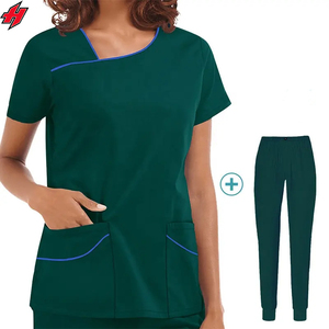 Vente en gros de haute qualité LOGO personnalisé femmes élastiques infirmière Scrubs costumes médecin dentaire hôpital uniforme ensembles haut pantalon - Product Image 3