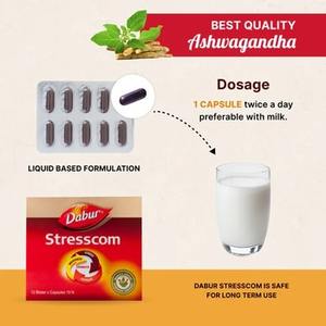 Fórmula Herbal Natural Ayurvédica Dabur Stresscom 10 N que Ayuda a Controlar el Estrés, la Ansiedad y el Equilibrio Emocional - Product Image 1