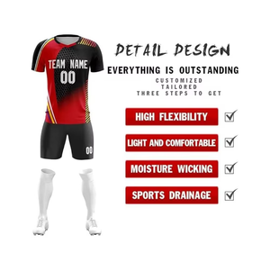 Uniforme de fútbol de color para adultos, ropa de fútbol transpirable de secado rápido, ropa de alta calidad teñida, nombre de equipo personalizado/números cortos 100% - Product Image 5