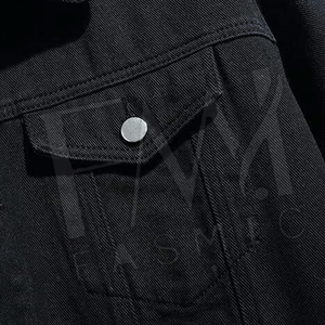 Los hombres negros lisos usan chaquetas de mezclilla con estilo para hombres con chaquetas de mezclilla de manga larga de Pekín personalizadas - Product Image 6