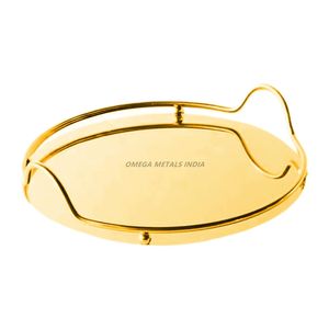 Juego de bandejas ovaladas doradas brillantes con acabado liso y diseño elegante, ideal para exhibir postres y dulces con estilo. - Product Image 5