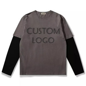 T-shirt double couche personnalisé pour hommes, imprimé en microfibre, manches longues, délavé à l'acide, surdimensionné, premium, double couche - Product Image 1