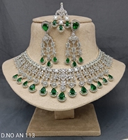 Set Kalung Twini CZ Berlapis Rhodium Gaya Klasik dengan Zirkon Bahan Utama Kuningan Wanita SKU an 113 AR/C-7
