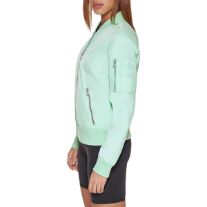 Chaqueta Bomber de lana personalizada de alta calidad para mujer, Color sólido, ajustada, diseño universitario, cuello levantado, algodón, transpirable, venta al por mayor - Product Image 2