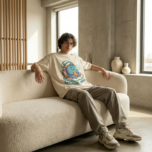 Camiseta de <span class=keywords><strong>Hombre</strong></span> 100% Algodón Transpirable de 230g, <span class=keywords><strong>Serie</strong></span> Saturday Elf, Estilo Harajuku, Corte Regular, Estampado Digital Personalizado - Product Image 3