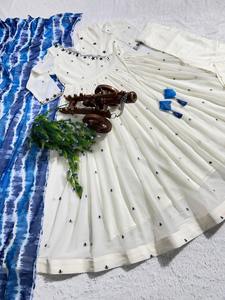 Robe Anarkali FULPARI Premium Teal Black, Kurti à fleurs pour femmes, entièrement cousue, robe de soirée Anarkali, robe Anarkali Kurti - Product Image 4