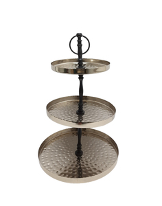 Soporte de pastel de Metal redondo de 3 niveles de lujo superventas, soporte de exhibición chapado en oro hecho a mano para bodas, fiestas de cumpleaños, herramientas de pastel - Product Image 3