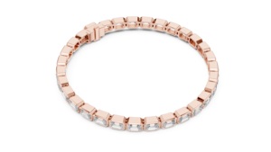 Pulsera de Tenis para Mujer en Oro Blanco Macizo de 18 Quilates con Baño de Rodio, Diamantes Naturales con Corte Esmeralda en Engaste de Bisel, Certificado IGI, Diamantes Auténticos - Product Image 2