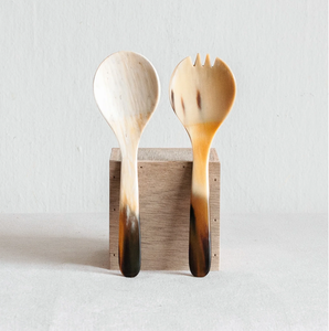 Cuencos de cuerno de Búfalo con cuchara Forma aleatoria Superficie brillante Tamaño de 10 "Cuernos de vaca de buey Cuencos de Mesa Central Tonos naturales - Product Image 4