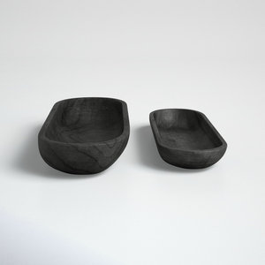 Bandejas para servir ovaladas de madera de alta calidad, Juego de 2 piezas negras con diseño elegante y fabricación superior para mercados mayoristas - Product Image 4