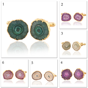 Gemelos de cuarzo con diseño solar para hombre, mancuernas de color dorado galvanizado, diseño creativo y a la moda, ideal para regalo de joyería - Product Image 2