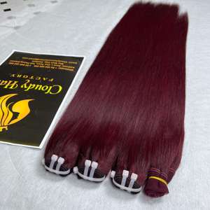 Extensiones de pelo humano vietnamita 100% de color Burdeos con textura recta de hueso natural, mechones de larga duración, SUPER DOBLE, fabricado por Cdyhair - Product Image 6