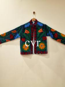 Manteau en velours brodé à la main, col mandarin, manches longues, motif floral, grande taille, vêtements d'extérieur pour femmes, automne, décontracté - Product Image 2