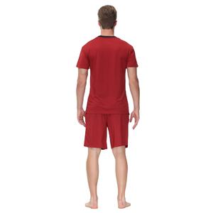 Nouveau été hommes ensemble court costume à manches courtes t-shirt et short deux pièces double ensemble respirant coton T-Shirt - Product Image 6