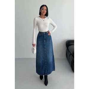 Jupe longue droite en jean - Product Image 3