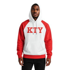 Sudadera con Capucha Blanca KAP, Mangas Raglán Rojas, Mezcla de Algodón, Ropa de Fraternidad Griega, Personalizada, Divine Nine HBCU, Ropa Urbana Griega - Product Image 1
