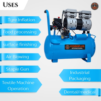 Compresseur sans huile 30L 1HP, modèle robuste à fonctionnement silencieux pour les stations de lavage de voitures, la peinture, les travaux de bricolage et l'entretien des garages